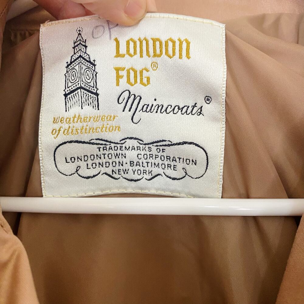 Vintage London Fog Pink Cotton Blend Belted Trench Coat Pea Coat Size 8P - Picture 5 of 7